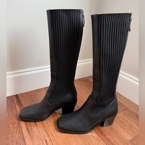 Caverley Black Leather Knee-High Boots